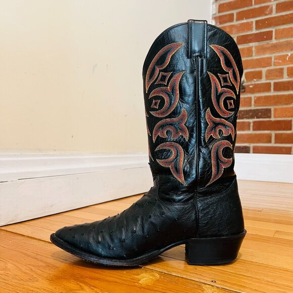 JUSTIN 8933 Made in USA Quill Ostrich Skin Western Cowboy Leather Boots Size 11 - Picture 12 of 16